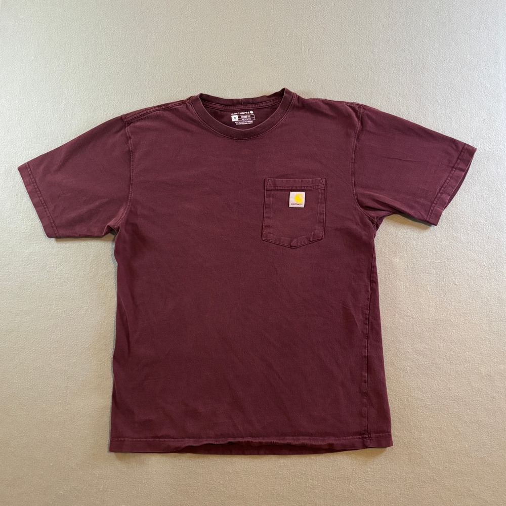 Carhartt K87 Pocket T-Shirt Mens M Burgundy Loose Fit Short Sleeve Workwear
